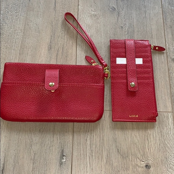 Lodis Handbags - LODIS Red Leather Clutch and Wallet set
